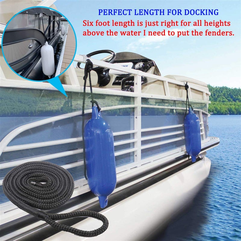 Boaton 4Pcs Double Braid Nylon Fender Lines, Boat Bumper Lines, Pontoon Boat Accessories, 6ft - Image 4